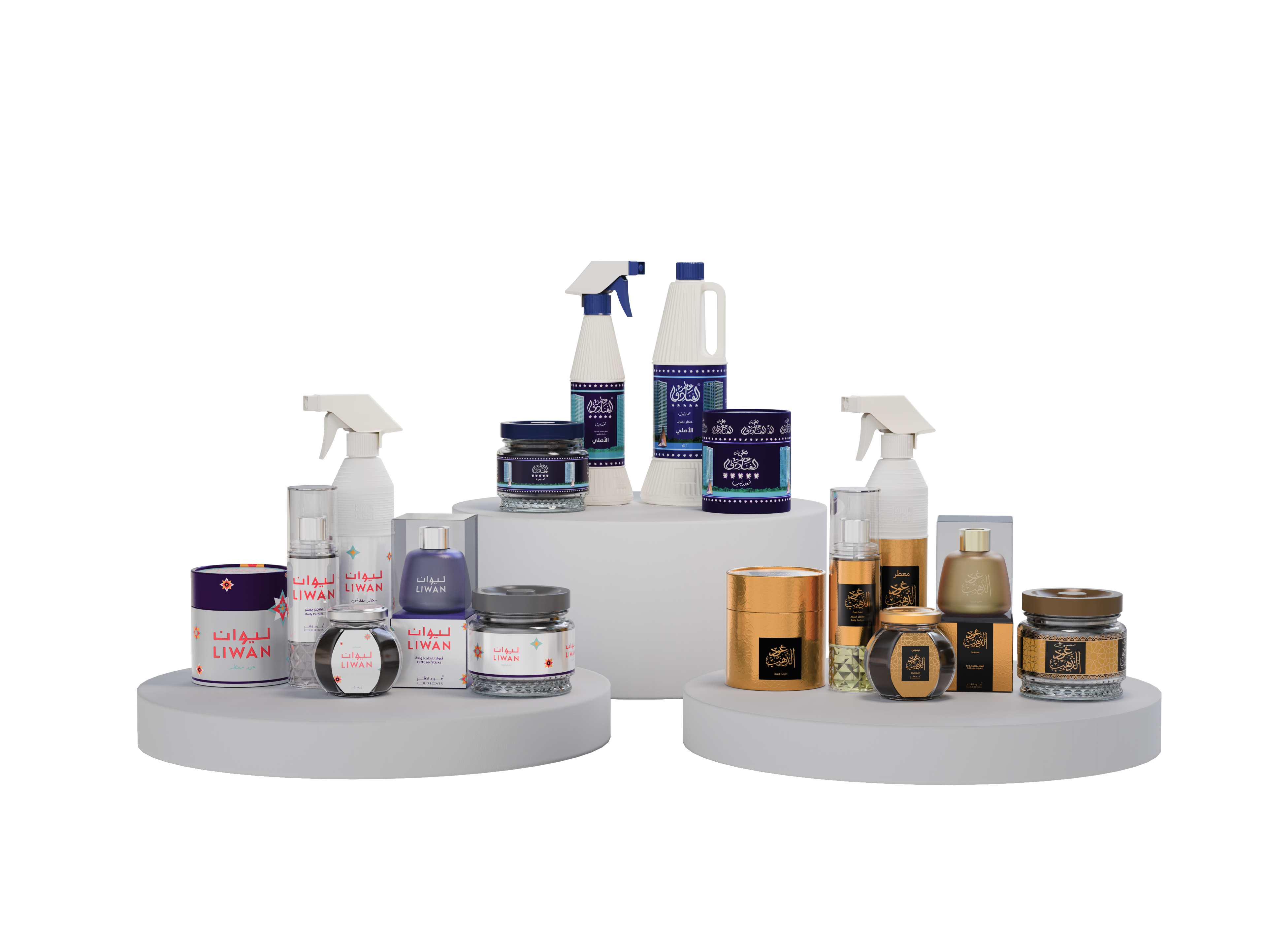 مجموعة التعطير المميزة تحتوي على مجموعة الليوان ومجموعة عود الذهب ومجموعة العندليب